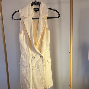 Steve Madden Cream Double-Breasted Vest romper dress